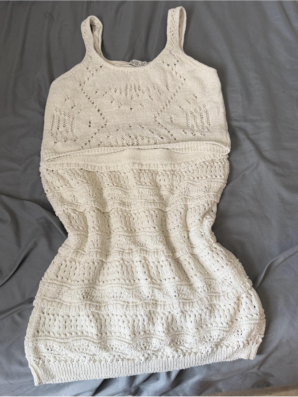 Rachel Zoe Cream Crochet Knit Mini Dress